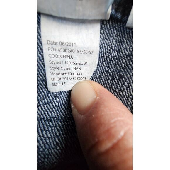 LEI Jeans Juniors Woman 17 37X32 Blue Flare Midrise Rhinestones Distressed Y2K - Picture 4 of 13